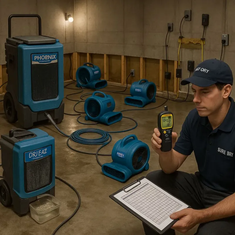 Structural Drying and Dehumidification process in Deaf Smith County, TX